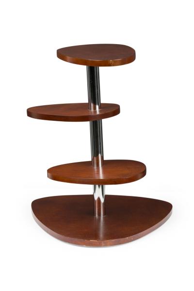 French Mahogany 4 Tier Pivoting Mexique Table Style of Charlotte Perriand
