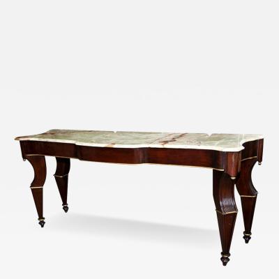 French Mahogany And Parcel Gilt Onyx Marble Top Console Table by Maison Jansen