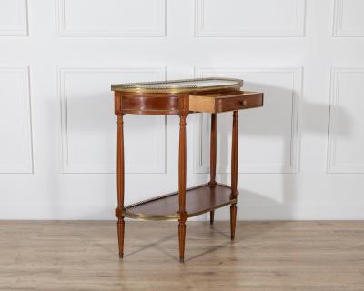 French Mahogany Console Table with Marble Top and Brass Gallery Early 20th Cent