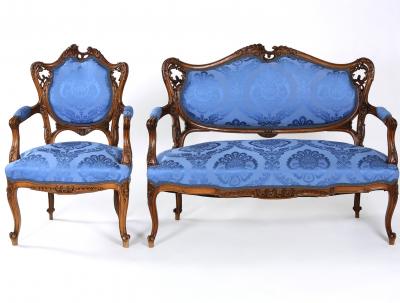 French Mahogany Framed Seating Two Piece Set