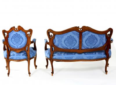 French Mahogany Framed Seating Two Piece Set