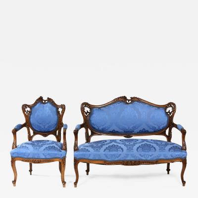 French Mahogany Framed Seating Two Piece Set