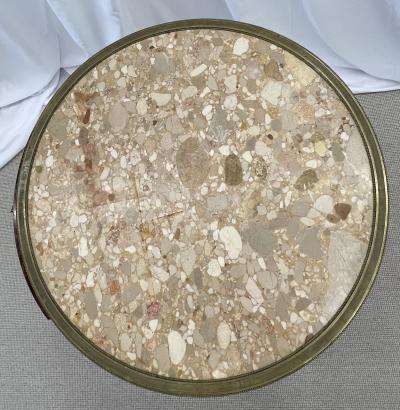 French Mahogany Louis XVI Style Marble Top Bouillotte Table Bronze Mounted