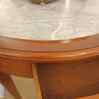 French Mahogany Nightstand with Grey Marble Top