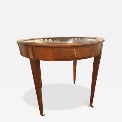 French Mahogany Nightstand with Grey Marble Top