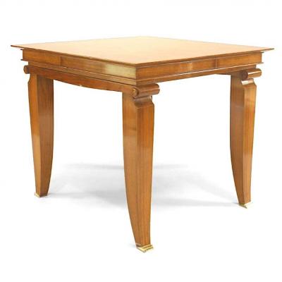French Mahogany Pascaud Scroll Game Table