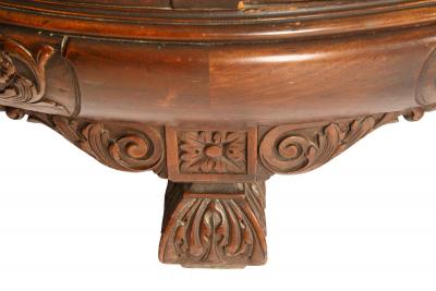 French Mahogany Wood Demilune Shape Marble Inserted Top Sideboard Server