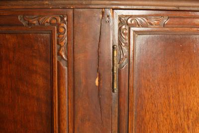 French Mahogany Wood Demilune Shape Marble Inserted Top Sideboard Server