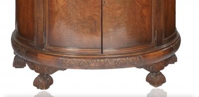 French Mahogany Wood Demilune Shape Marble Inserted Top Sideboard Server
