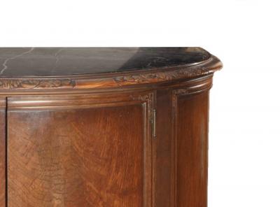 French Mahogany Wood Demilune Shape Marble Inserted Top Sideboard Server