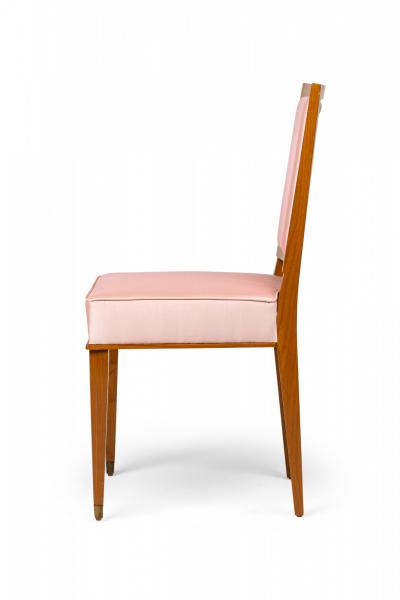 French Maple Lattice Pink Upholstered Arm Chairs 1