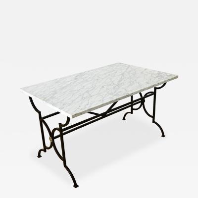 French Marble Top Wrought Iron Kitchen Island