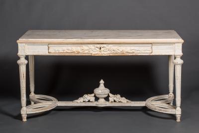 French Marble and Wood Center Table