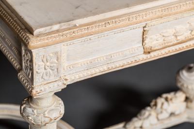 French Marble and Wood Center Table