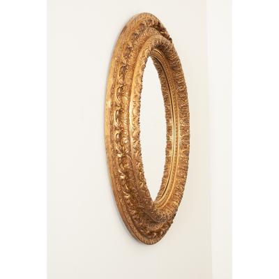 French Massive Napoleon III Giltwood Oval Mirror