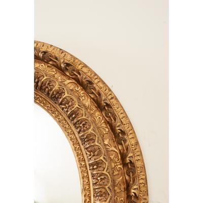 French Massive Napoleon III Giltwood Oval Mirror