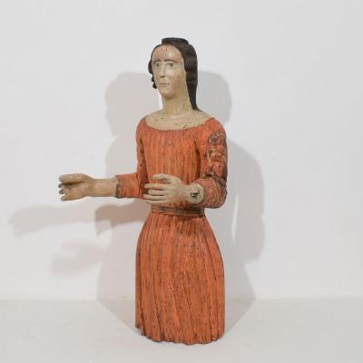 French Medieval Painted Wooden Madonna