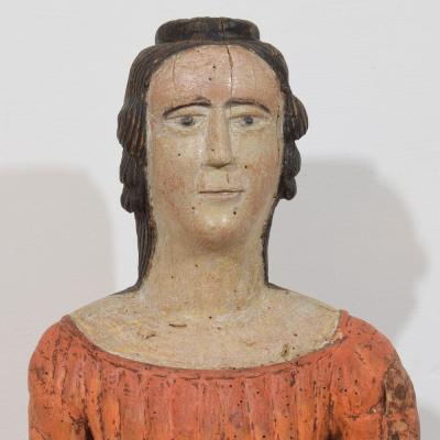 French Medieval Painted Wooden Madonna