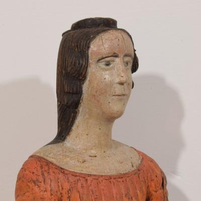 French Medieval Painted Wooden Madonna