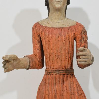 French Medieval Painted Wooden Madonna