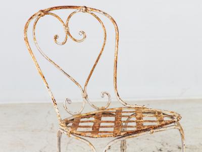 French Metal Strapwork Bistro Chairs Pair Mid 20th C