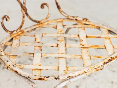 French Metal Strapwork Bistro Chairs Pair Mid 20th C