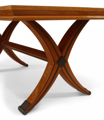 French Mid Century Art Moderne Lacewood Dining Table Manner of Andre Arbus 