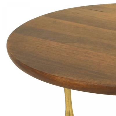 French Mid Century Brass Faux Bamboo and Rosewood Coffee Table