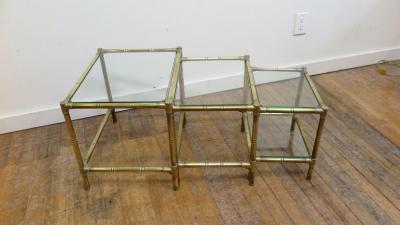 French Mid Century Brass Nesting Tables