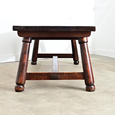 French Mid Century Brutalist Pine Dining Table