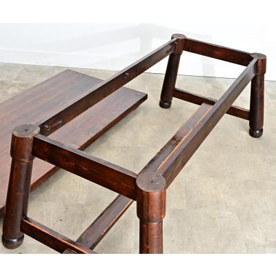 French Mid Century Brutalist Pine Dining Table