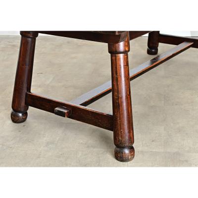 French Mid Century Brutalist Pine Dining Table