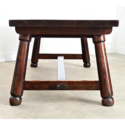 French Mid Century Brutalist Pine Dining Table