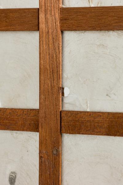 French Mid Century Cerused Wood and Mother of Pearl Four Panel Screen