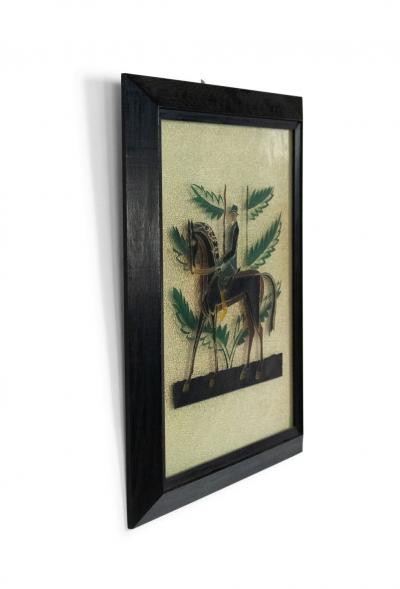 French Mid Century Equestrian Glass Wall Plaque