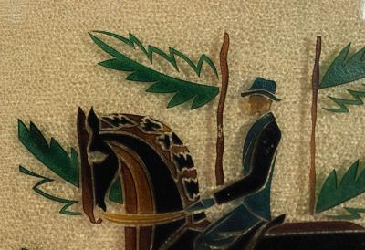 French Mid Century Equestrian Glass Wall Plaque