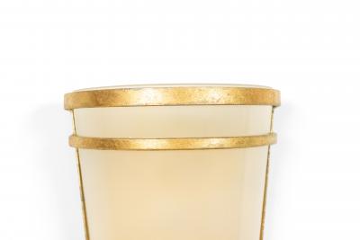 French Mid Century Gilt Metal and Glass Wall Sconces
