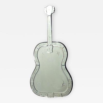 French Mid Century Guitar Shaped Wall Mirror