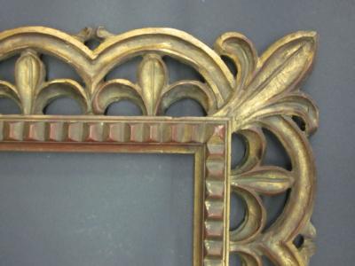 French Mid Century Hand Carved Gilt Wood Rectangular Mirror 1940