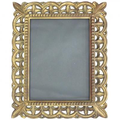 French Mid Century Hand Carved Gilt Wood Rectangular Mirror 1940