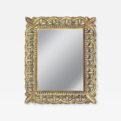 French Mid Century Hand Carved Gilt Wood Rectangular Mirror 1940