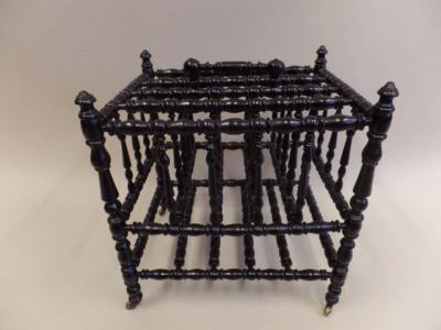 French Mid Century Hand Carved and Turned Wood Magazine Stand Canterbury 1930