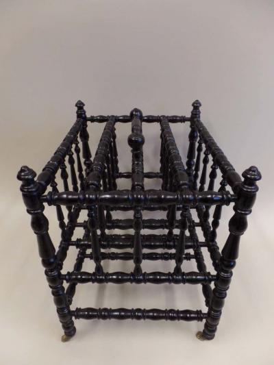 French Mid Century Hand Carved and Turned Wood Magazine Stand Canterbury 1930