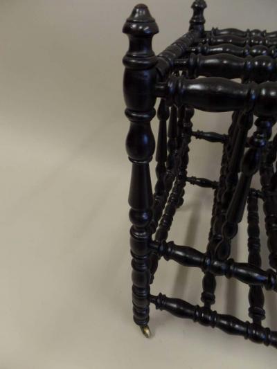 French Mid Century Hand Carved and Turned Wood Magazine Stand Canterbury 1930