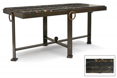 French Mid Century Iron and Marble Coffee Table