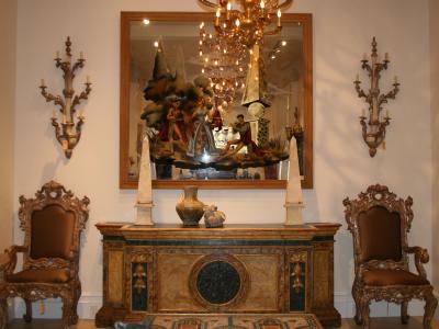 French Mid Century Lardin Painted Wall Mirror