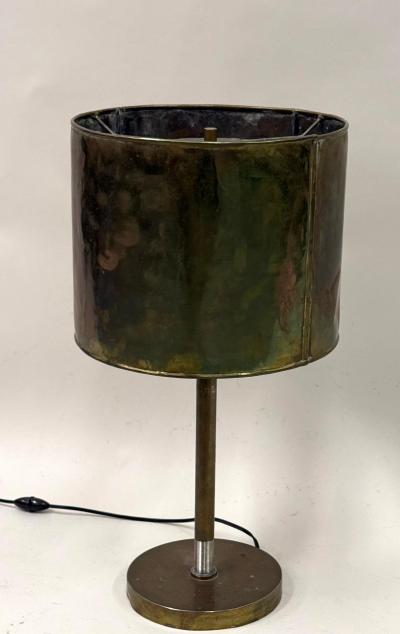 French Mid Century Marine Hand Hammered Brass Copper Table Lamp