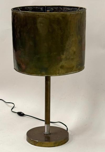 French Mid Century Marine Hand Hammered Brass Copper Table Lamp