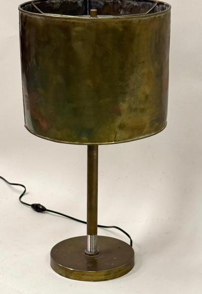 French Mid Century Marine Hand Hammered Brass Copper Table Lamp