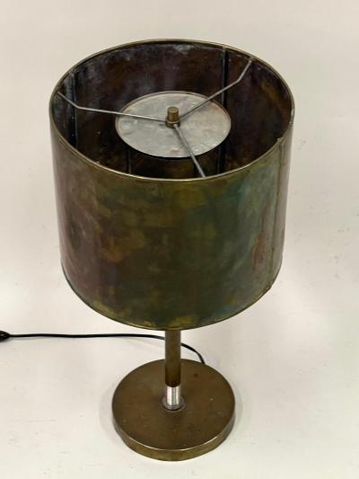 French Mid Century Marine Hand Hammered Brass Copper Table Lamp